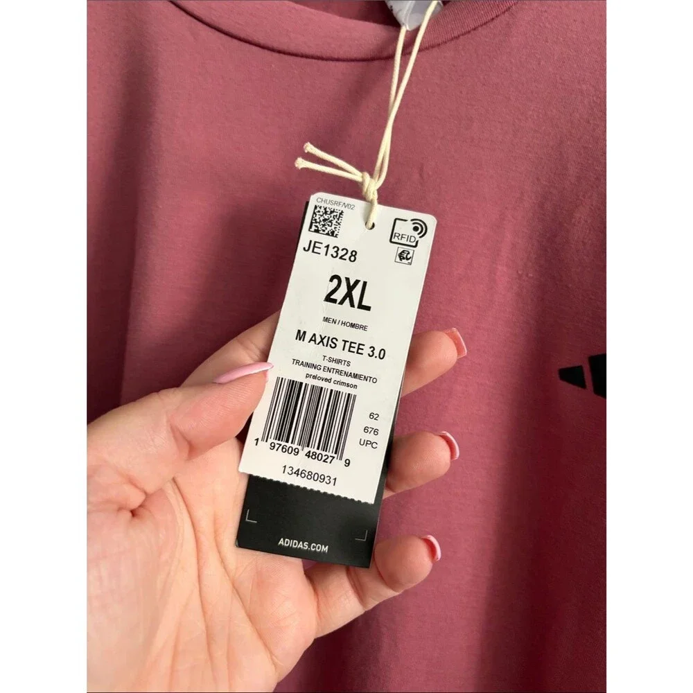 NEW Adidas Men’s Axis Tee Training Active Preloved Crimson Size 2XL